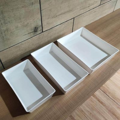 Kit 20 Travessas Retangulares 2,2L para Restaurantes Petiscarias Bares Plástico Brancas Coza