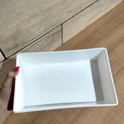 Kit 20 Travessas Retangulares 2,2L para Restaurantes Petiscarias Bares Plástico Brancas Coza