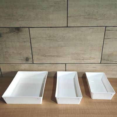 Kit 20 Travessas Retangulares 2,2L para Restaurantes Petiscarias Bares Plástico Brancas Coza