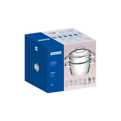 Cuscuzeira Allegra Inox Com Fundo Triplo 2 Peças Tramontina