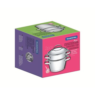 Cuscuzeira Allegra Inox Com Fundo Triplo 2 Peças Tramontina