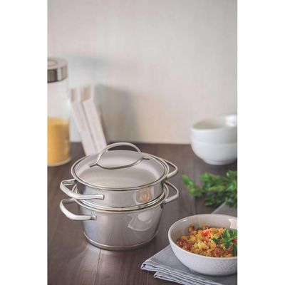 Cuscuzeira Allegra Inox Com Fundo Triplo 2 Peças Tramontina