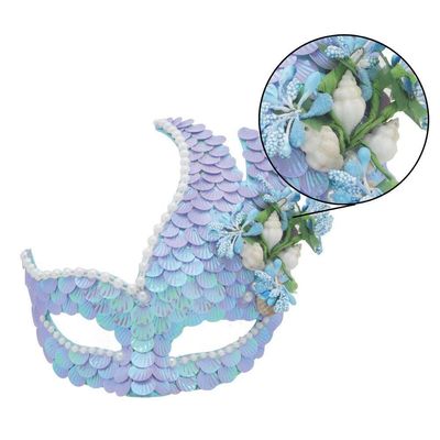 Máscara Carnaval Fantasia Festa Baile Luxo Com Conchas E Flores