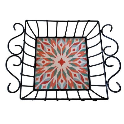 Fruteira De Mesa Ferro E Azulejo Quadrada Grande Pra Cozinha Azulejo G1