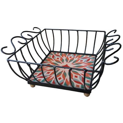 Fruteira De Mesa Ferro E Azulejo Quadrada Grande Pra Cozinha Azulejo G1