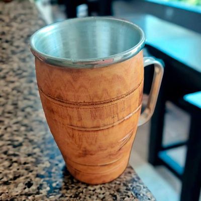 Caneca Termica De Madeira Artesanal Rústica 300ml