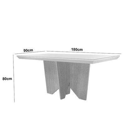 Mesa Sala De Jantar Evora 180cm Em Mdf E Vidro