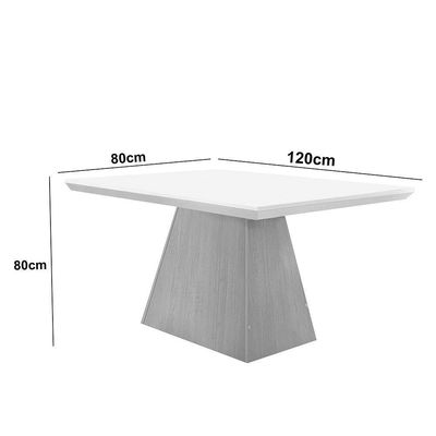 Mesa Sala De Jantar Aida 120cm Em Mdf E Vidro Off White