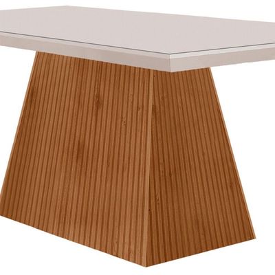 Mesa Sala De Jantar Aida 120cm Em Mdf E Vidro Off White