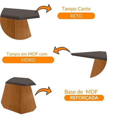 Mesa Sala De Jantar Aida 120cm Em Mdf E Vidro Grafite