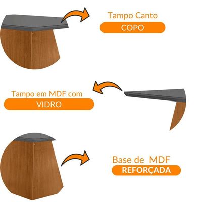 Mesa Sala De Jantar Aida 120cm Em Mdf E Vidro Grafite