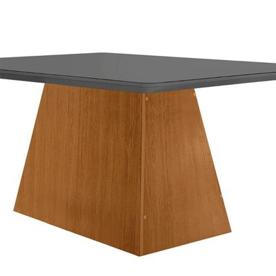 Mesa Sala De Jantar Aida 120cm Em Mdf E Vidro Grafite