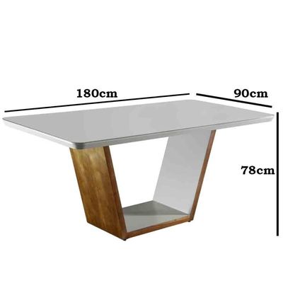 Mesa Para Sala Jantar Luna 180 Mobillare Off White/Imbuia