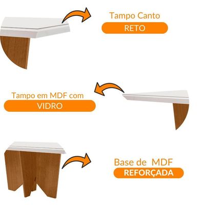 Mesa Para Sala De Jantar Evora 180cm Mdf E Vidro Off White