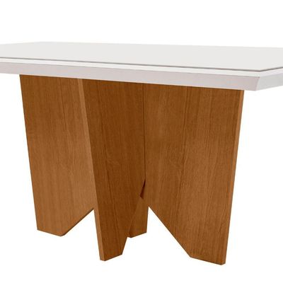 Mesa Para Sala De Jantar Evora 180cm Mdf E Vidro Off White