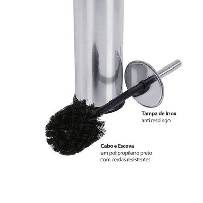Escova Sanitaria e Porta Papel Higienico Suporte Inox Preto