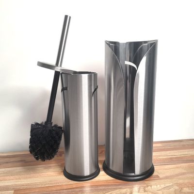Escova Sanitaria e Porta Papel Higienico Suporte Inox Preto