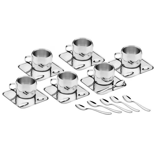 Conjunto p/ Cafezinho Tramontina Continental Inox - 18 Peças Inox