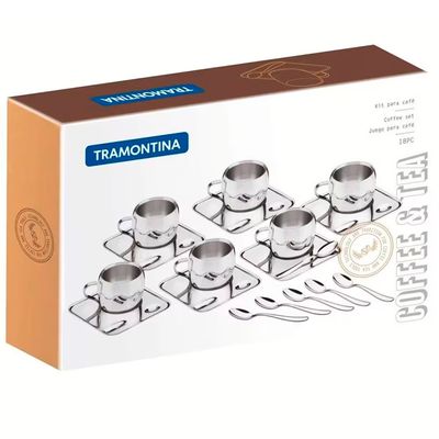 Conjunto p/ Cafezinho Tramontina Continental Inox - 18 Peças Inox