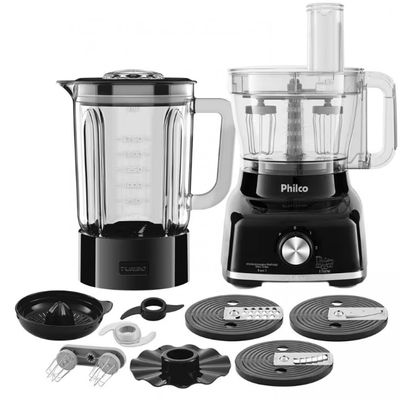Multiprocessador de Alimentos Philco PMP1600P 9 em 1 com 2 Velocidades + Pulsar 1700W Preto / 110V