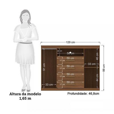 Cômoda Com 2 Portas E 4 Gavetas Santos Andirá Jatoba