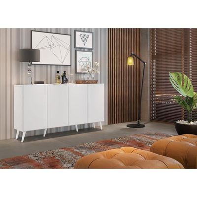 Aparador Buffet Retrô Multimóveis Veneza 4 Portas Branco