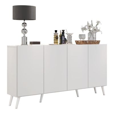 Aparador Buffet Retrô Multimóveis Veneza 4 Portas Branco