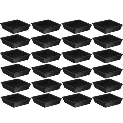 Jogo 24 Porta Shoyu 50ml cada Molheiras Sushi Pretas Quadradas Nozoki Uno Coza Plástico