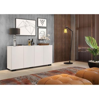 Aparador Buffet Multimóveis Veneza 4 Portas Branco/preto
