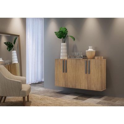 Aparador Buffet 4 Portas Suspenso Viena Rustic/preto