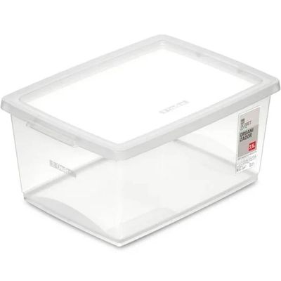 Caixa Organizadora 7,5L Tampa Click Ordene My Closet Plástica Transparente Roupeiro Lavanderia