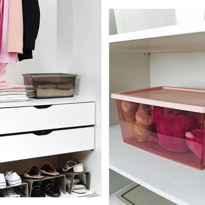Caixa Organizadora 7,5L Tampa Click Ordene My Closet Plástica Transparente Roupeiro Lavanderia