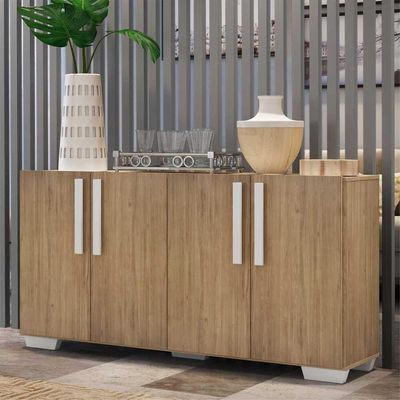 Aparador Buffet 4 Portas Com Pés Quadrados Rustic/branco
