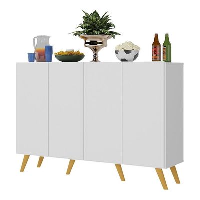 Aparador Buffet 4 Portas Alemanha Br3556 Branco Natural
