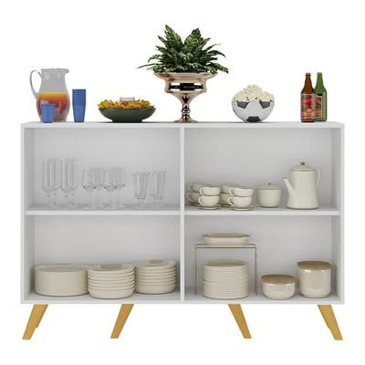 Aparador Buffet 4 Portas Alemanha Br3556 Branco Natural