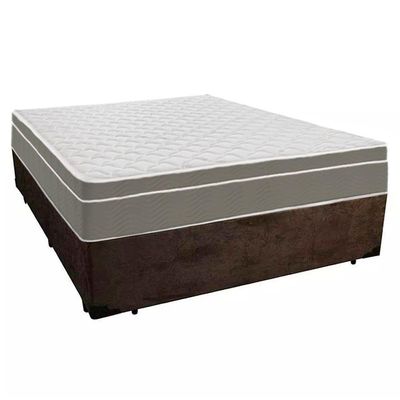Cama Box Casal Suede + Colchão Serene Molas Ensacadas 138x188x65 Marrom