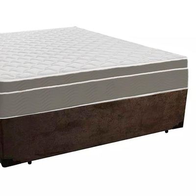 Cama Box Casal Suede + Colchão Serene Molas Ensacadas 138x188x65 Marrom