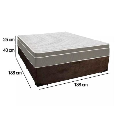 Cama Box Casal Suede + Colchão Serene Molas Ensacadas 138x188x65 Marrom