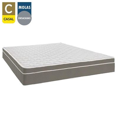 Cama Box Casal Suede + Colchão Serene Molas Ensacadas 138x188x65 Marrom