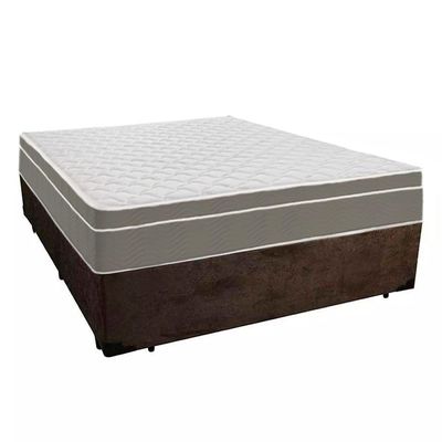 Cama Box Casal Suede + Colchão Serene Molas Ensacadas 138x188x65 Marrom