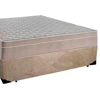 Cama Box Casal Suede + Colchão Serene Molas Ensacadas 138x188x65 Bege
