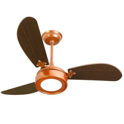 Ventilador De Teto Venti-delta New Light Led Cobre Com 3 Pás Marrom Luz Branca 6000k 220v 220V