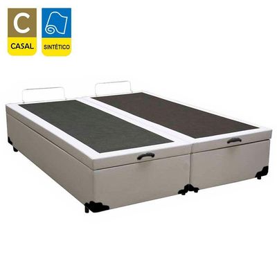 Cama Box Baú Casal Bipartido Sintético Serene Branco 138x188x44