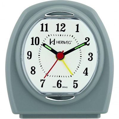 Relógio Despertador Quartz Pilha Pequeno Cinza - Cinza