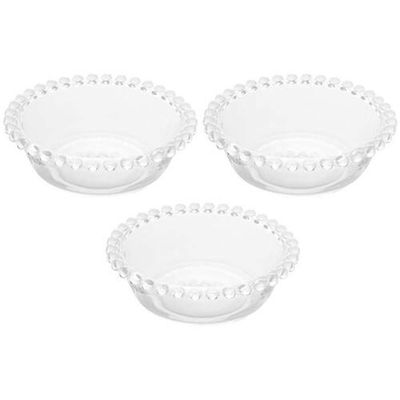 Conjunto de Bowls Wolff Pearl em Cristal 250 ml - 3 Peças Transparente