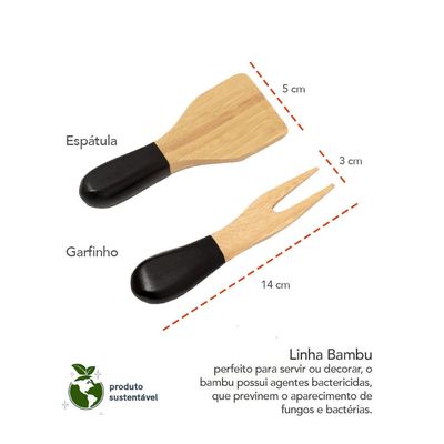 Tabua Petisqueira Redonda e Espatula Garfinho Petisco Queijo