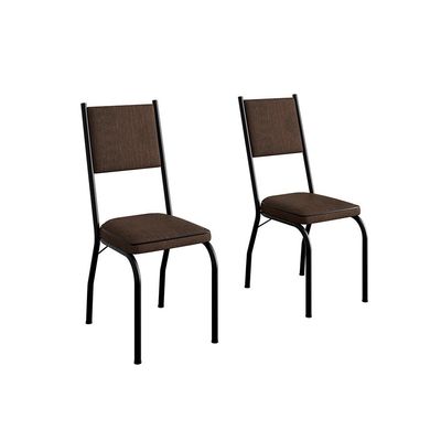 Conjunto com 2 Cadeiras Hungria Revestimento Sintético Marrom e Preto