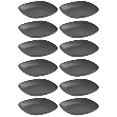 12 Pratos para Sobremesa Quadrados 17cm Preto Coza Essential Doces Frutas Petiscos