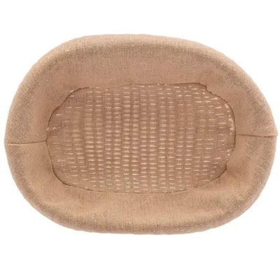 Cesta Porta Pão 27x20cm Oval Rattan Plástico Forro Tecido Cesto Lyor