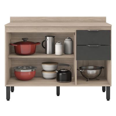Balcão Cozinha Firenze Tampo 120cm, 3 Portas e 2 Gavetas Avena